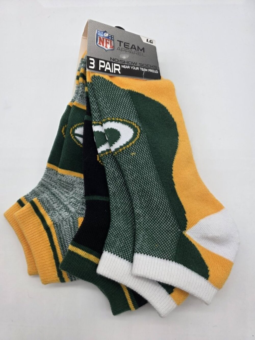 Green Bay Packers Socks Size Large 10-13 Green No Show NFL Apparel